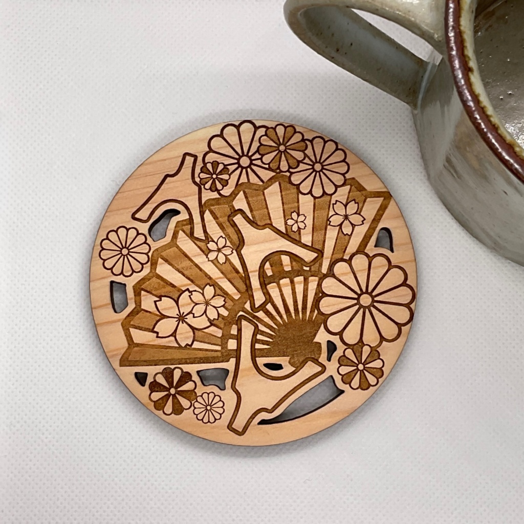 ひのきのコースター扇と琴柱