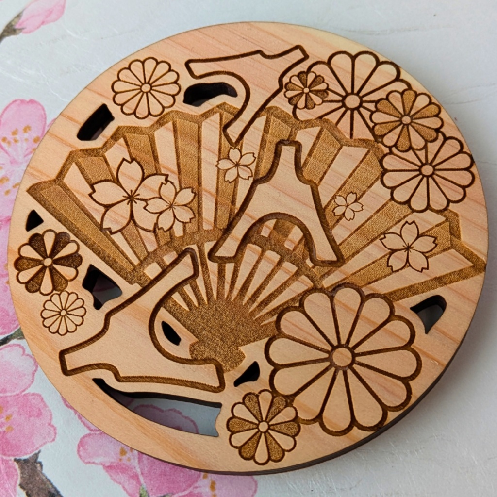 ひのきのコースター扇と琴柱