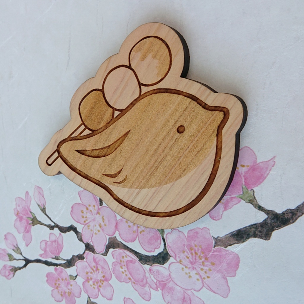 とりとおだんごブローチ