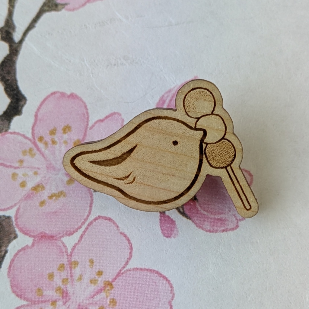 とりとおだんごブローチ