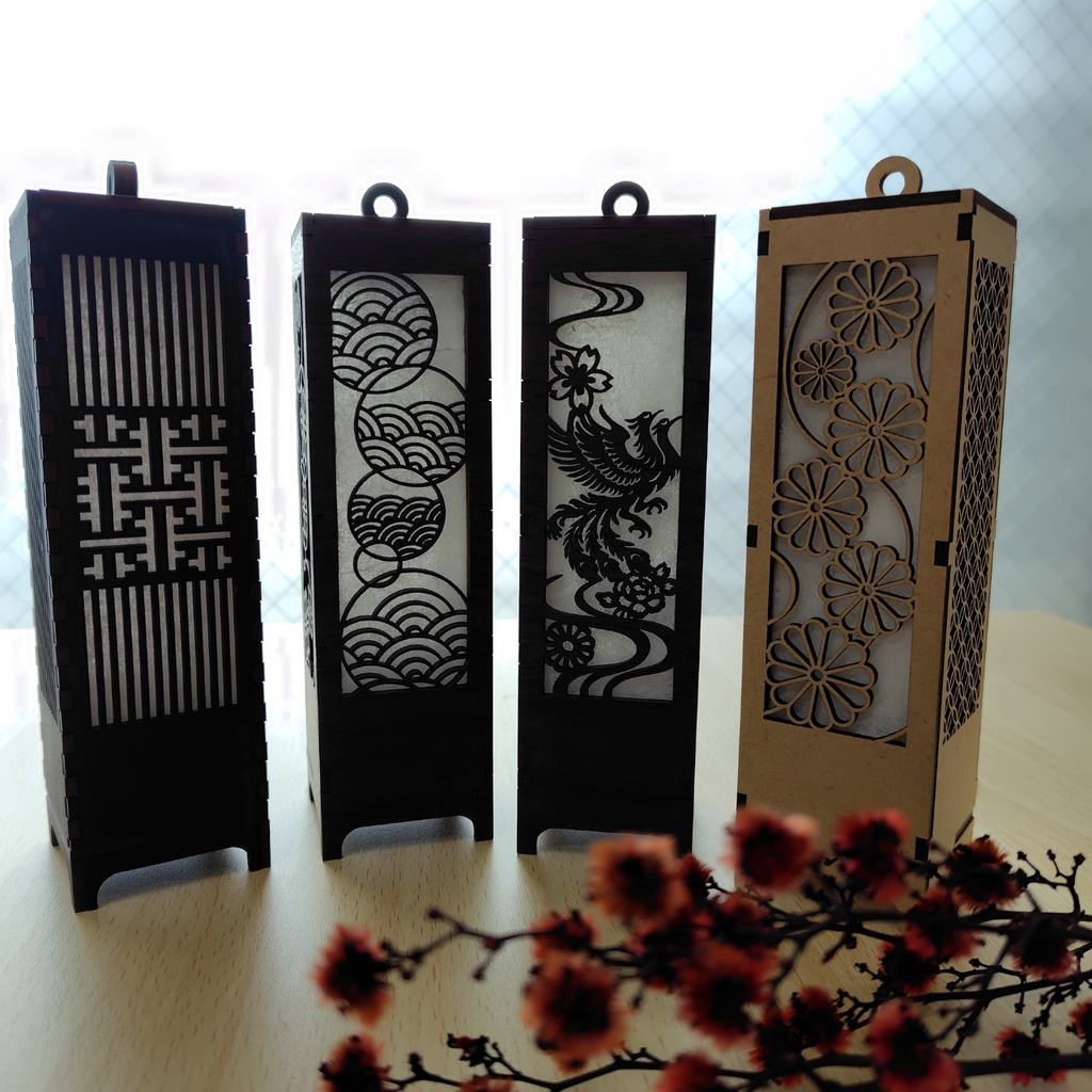 月影灯籠 ~重ね竜胆と胡麻紋様~