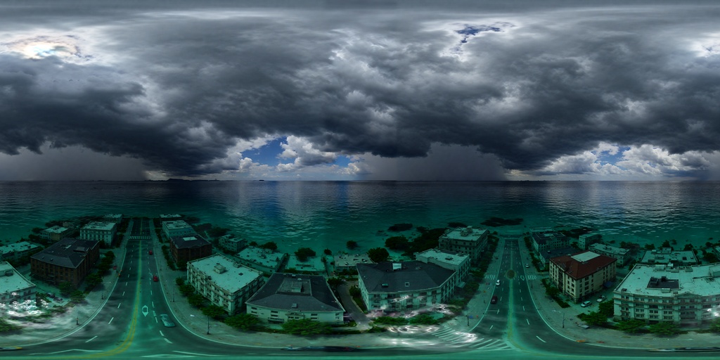 【360° Skybox】Submerged City - 2K Panoramic HDRI | 水没都市