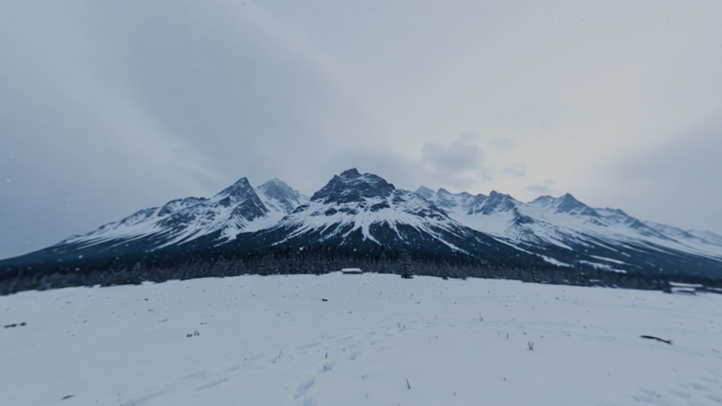 【360° Skybox】Snowy Mountain Plain - 2K Panoramic HDRI | 雪原と山脈