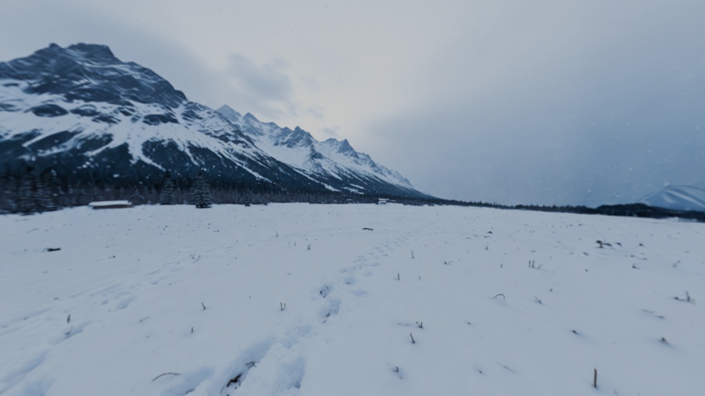 【360° Skybox】Snowy Mountain Plain - 2K Panoramic HDRI | 雪原と山脈
