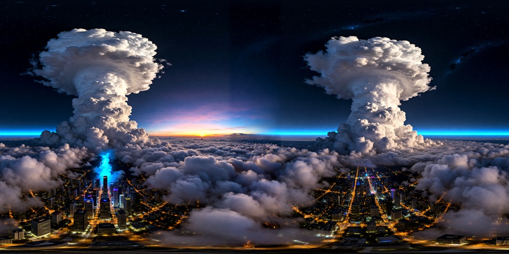 【360° Skybox】Cyber Chill Lounge Space - 2K Panoramic HDRI | サイバー・空中チル空間