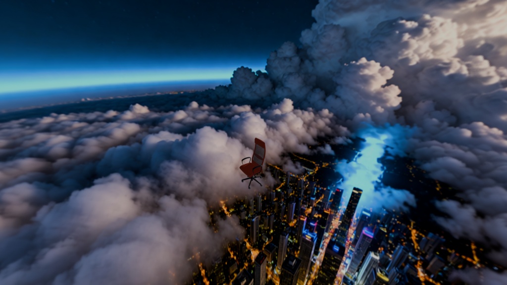 【360° Skybox】Cyber Chill Lounge Space - 2K Panoramic HDRI | サイバー・空中チル空間