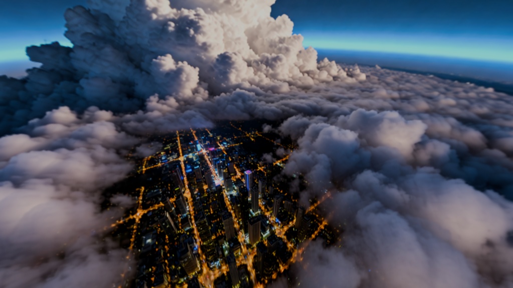 【360° Skybox】Cyber Chill Lounge Space - 2K Panoramic HDRI | サイバー・空中チル空間