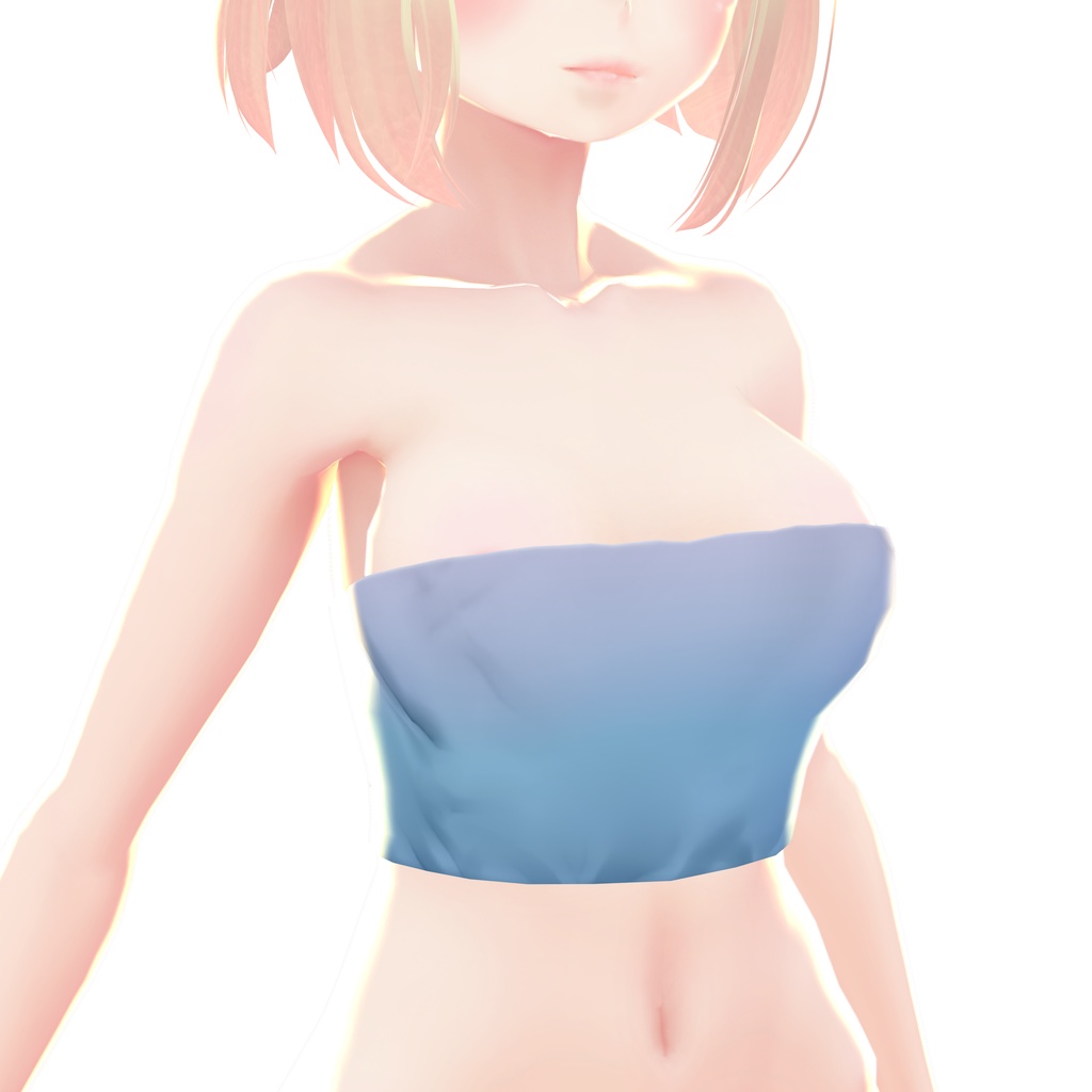 【VRoid】Bandeau Crop Top Strapless (Blue and Pink)