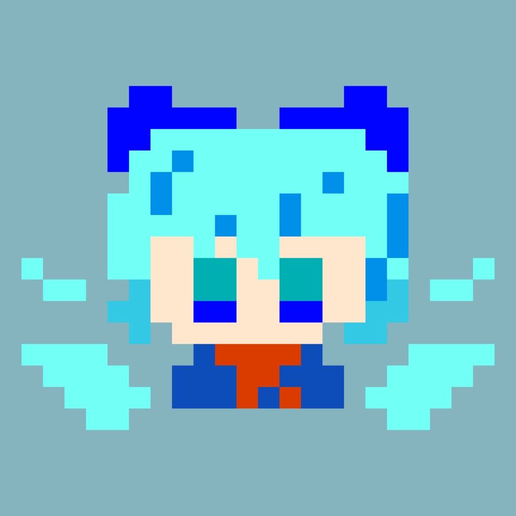 東方みにドットアイコン　チルノ（背景あり・背景なし）