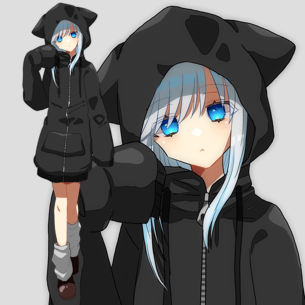 【TRPG向け立ち絵】猫パーカーの女の子【フリー素材】