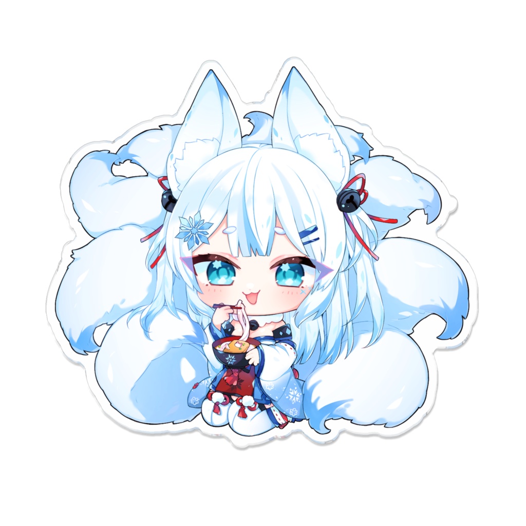 Charmがうどんを頬張るアクリルバッジ
