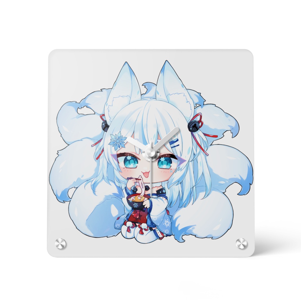 Charmがうどんを頬張るアクリル時計