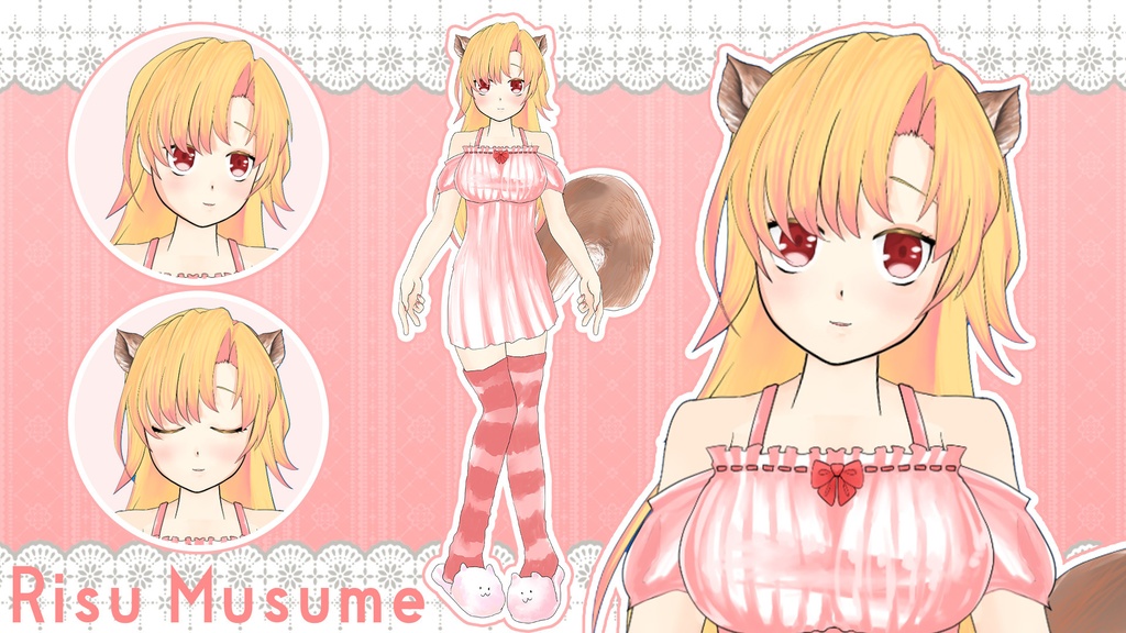 【VtubeStudio対応Live2D】リス娘モデル