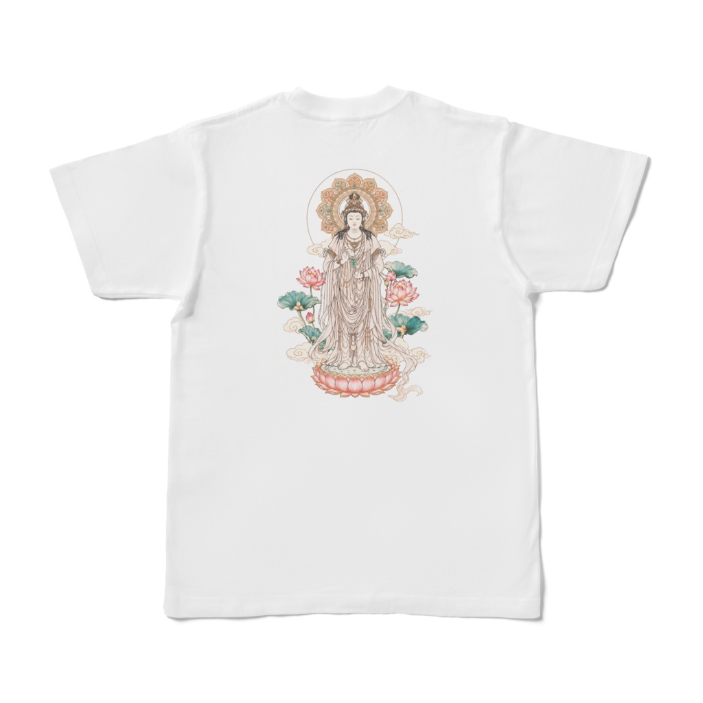 背中で観音様があなたを見守るTシャツ
