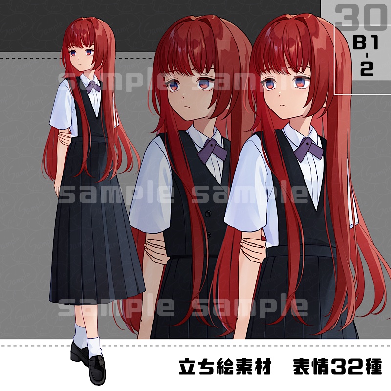 【表情、髪型追加】立ち絵素材_30(衣装B)