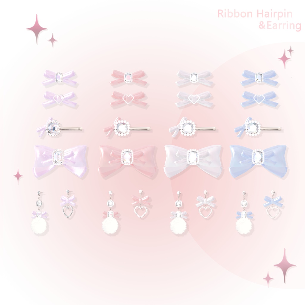 ‧₊⁺ 量産型Ribbon Hairpin&Earring ‧₊⁺