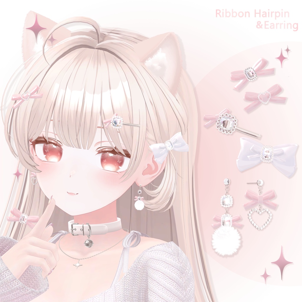 ‧₊⁺ 量産型Ribbon Hairpin＆Earring ‧₊⁺