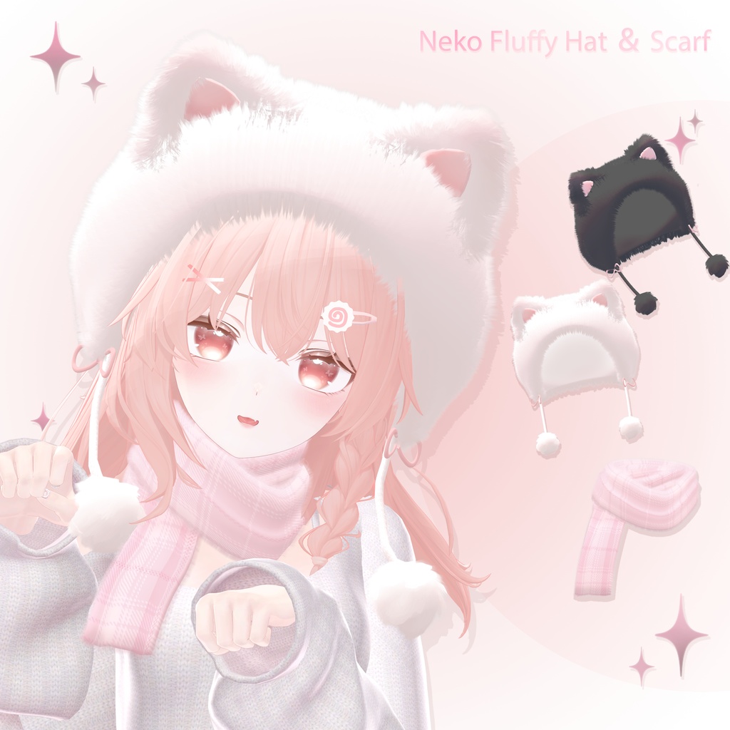 ‧₊⁺ Neko Fluffy Hat ＆ Scarf ‧₊⁺