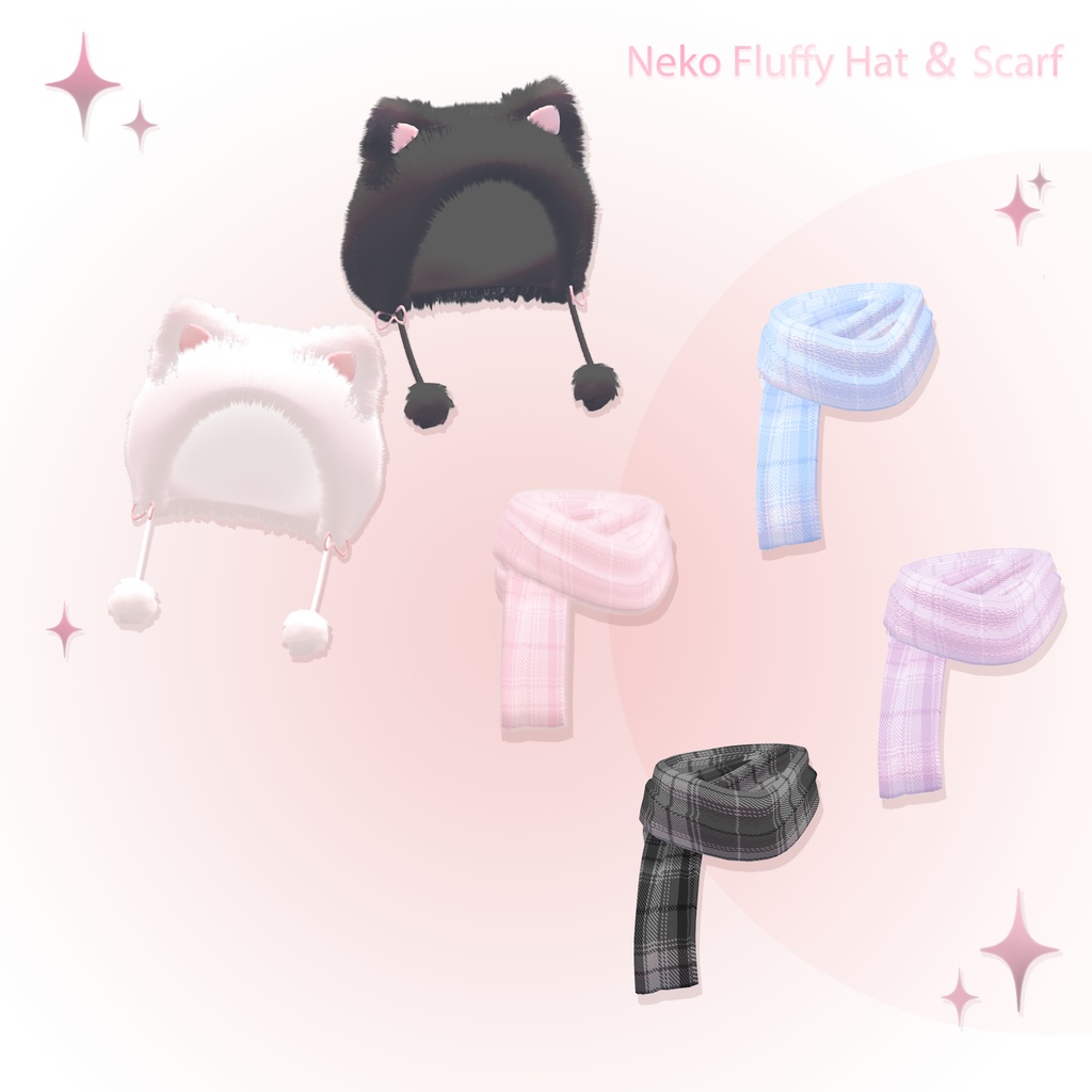 ‧₊⁺ Neko Fluffy Hat & Scarf ‧₊⁺