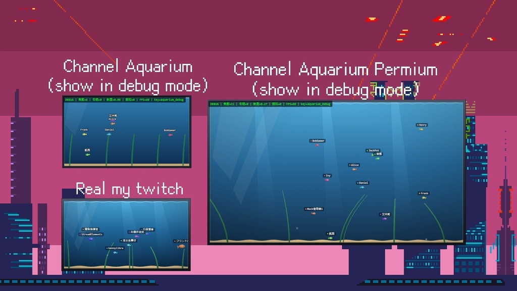 【無料】Obs widgets Aquarium チャンネル水槽