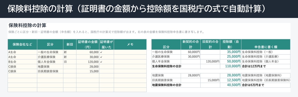 年末調整の書類準備チェック【Excel・保険料控除の自動計算・扶養の年齢区分】