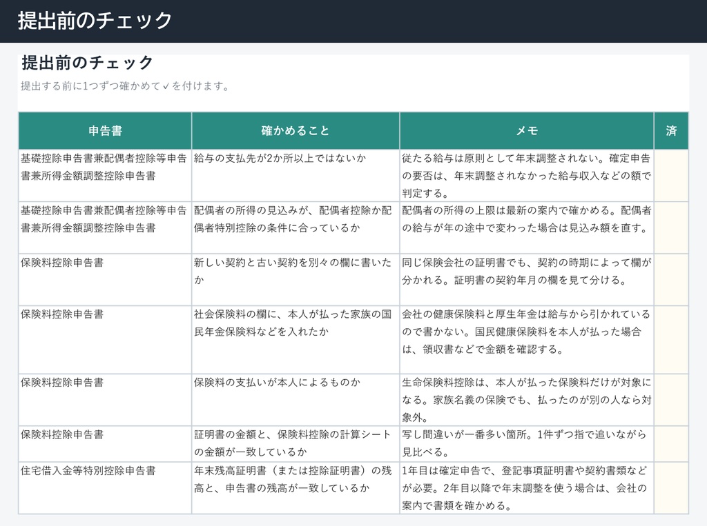 年末調整の書類準備チェック【Excel・保険料控除の自動計算・扶養の年齢区分】