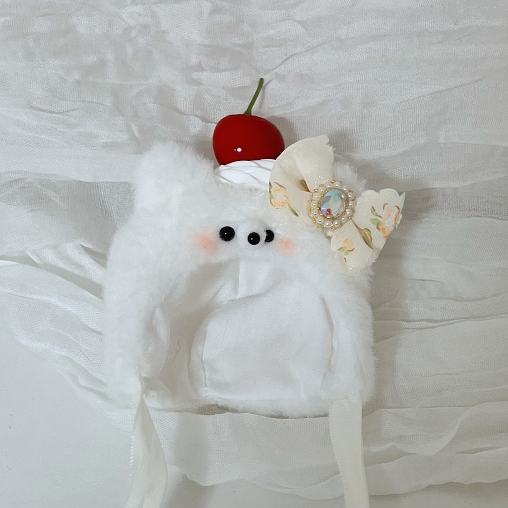 10cm ぬい服 にじぱぺっと 帽子 春色チェリー🍒猫さん帽子 黄色