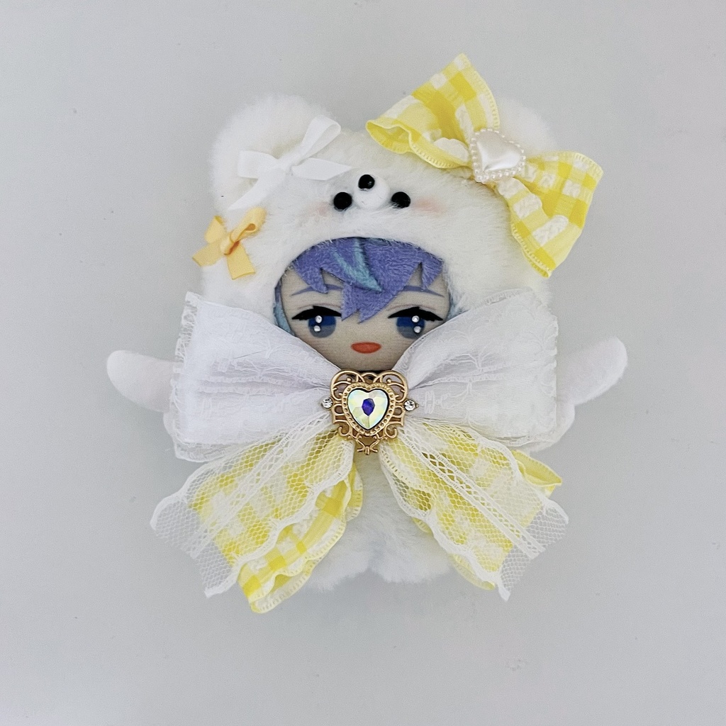 10cm ぬい服 にじぱぺっと ふわふわくまさん(黄色×白)