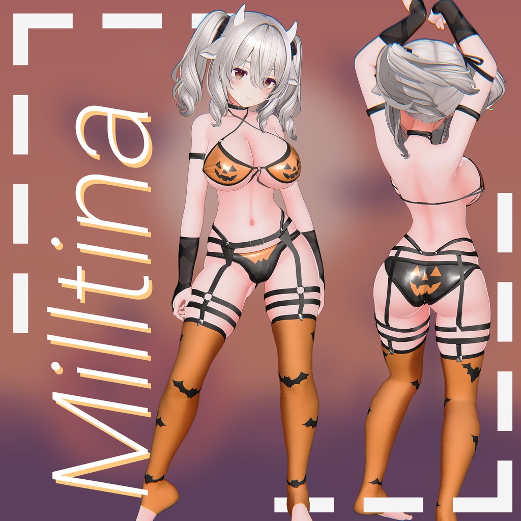 【ラシューシャ更新】【13アバター対応】 🎃ジャック・オー・チャーム (Jack-O'-Charm) ビキニセット