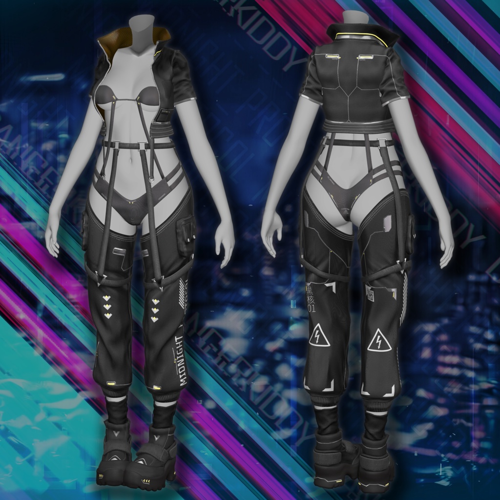 【24アバター対応】 ⚡️MIDNIGHT PROTOCOL + Shinano Cyberware Body Texture
