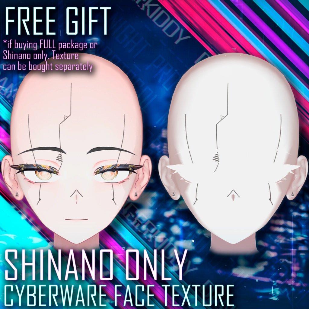 【24アバター対応】 ⚡️MIDNIGHT PROTOCOL + Shinano Cyberware Body Texture