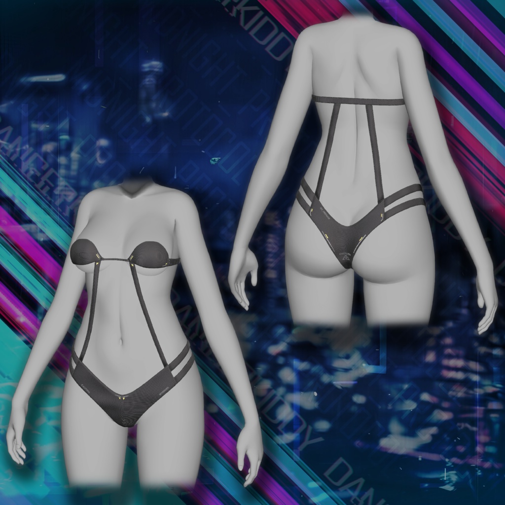 【24アバター対応】 ⚡️MIDNIGHT PROTOCOL + Shinano Cyberware Body Texture