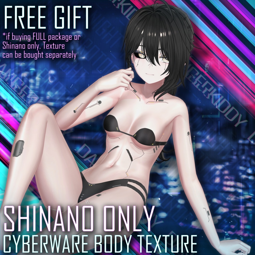 【24アバター対応】 ⚡️MIDNIGHT PROTOCOL + Shinano Cyberware Body Texture