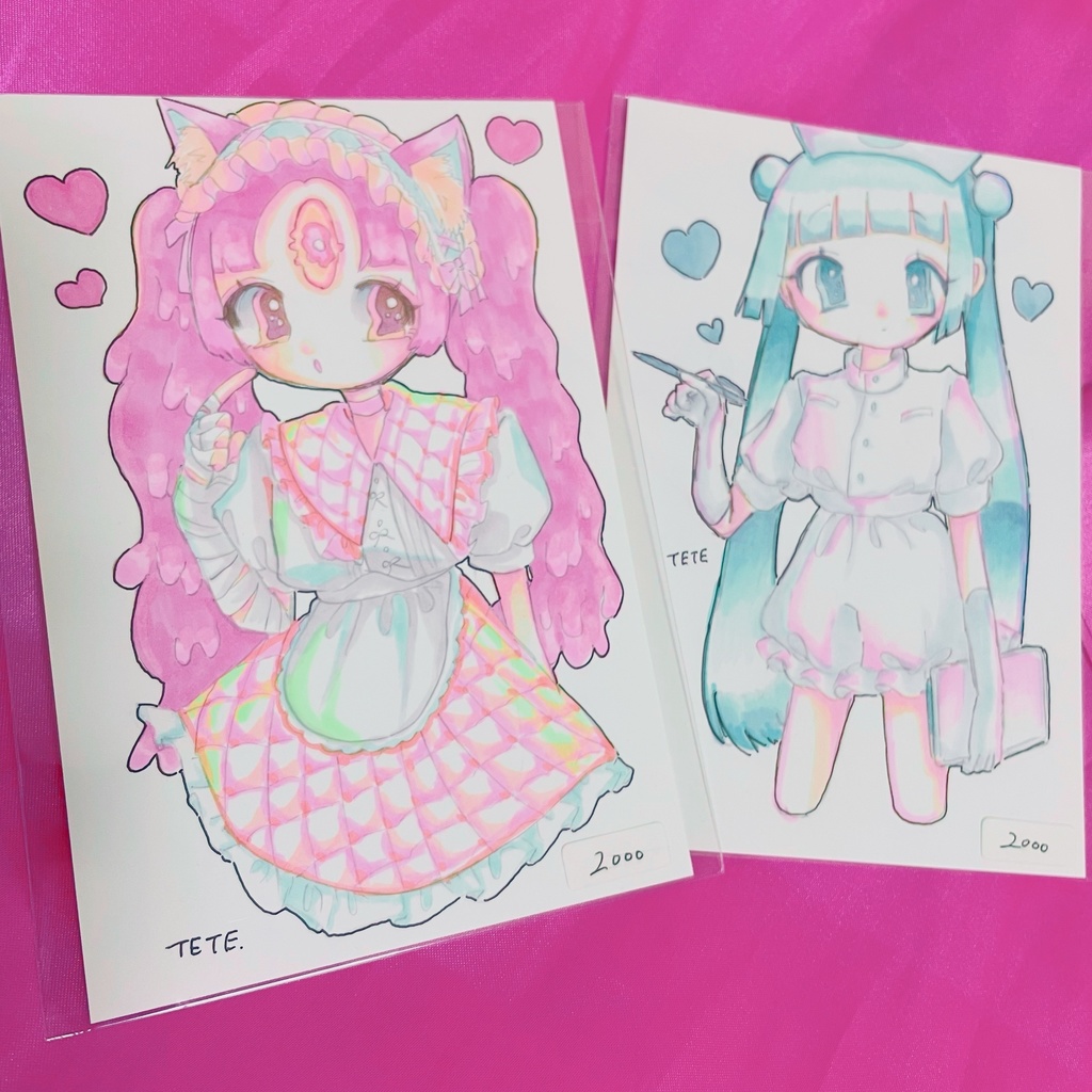 ハガキサイズ ドローイングイラスト 𝙛𝙖𝙣𝙘𝙮 𝙝𝙤𝙨𝙥𝙞𝙩𝙖𝙡 Booth