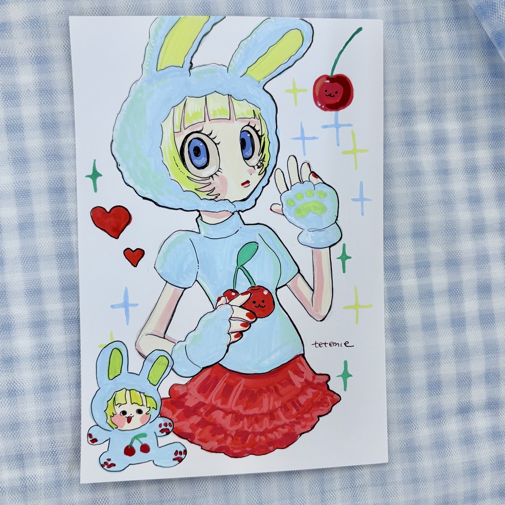 アクリル 原画イラストハガキ ﾌﾜﾌﾜ