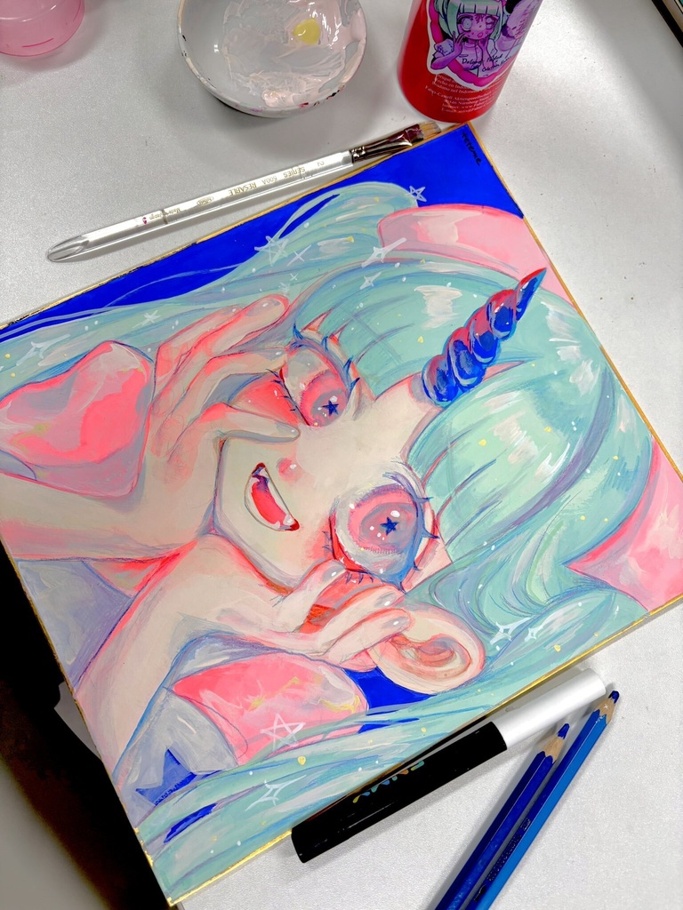 Stardust アクリル絵の具 色紙原画
