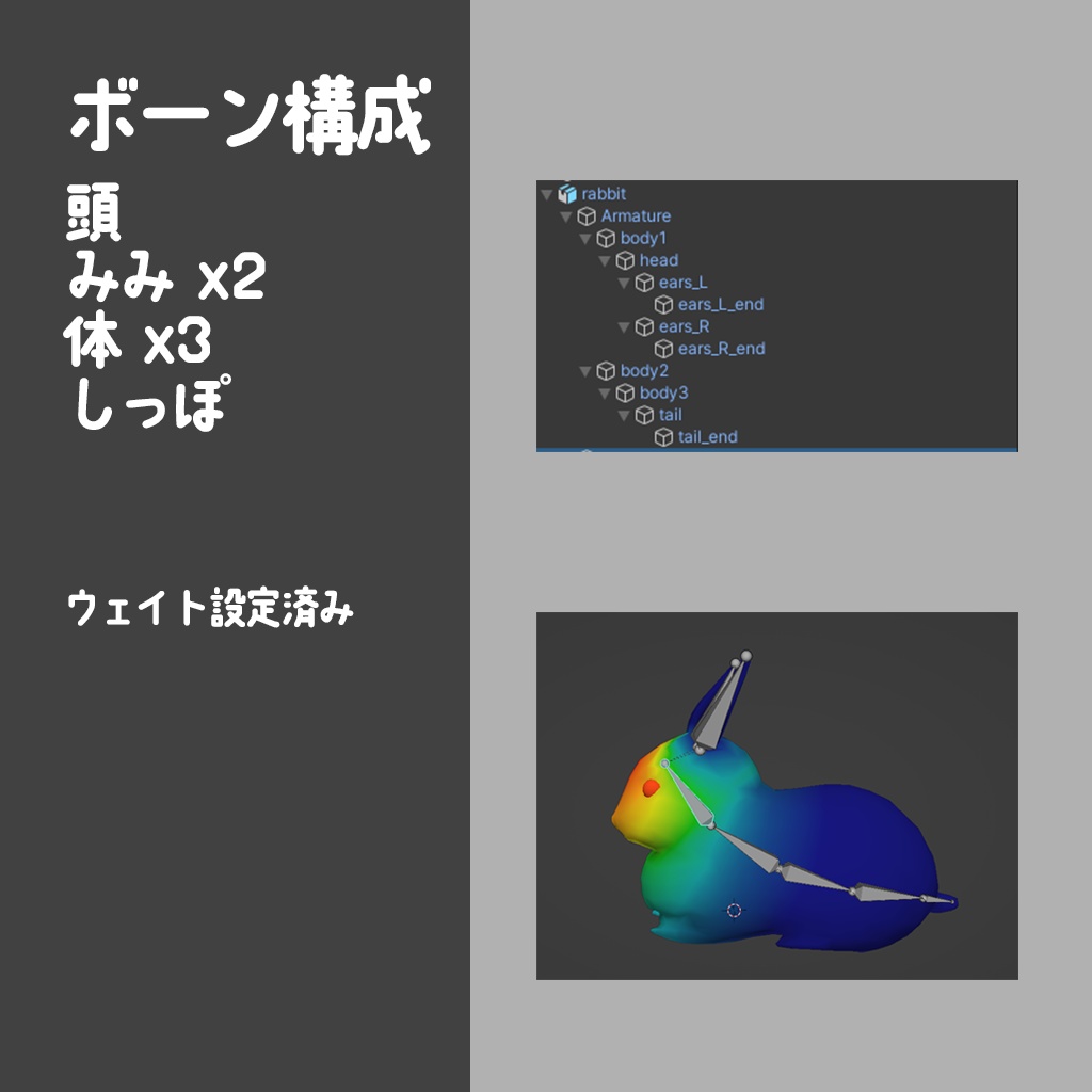 うさぎ 3Dモデル