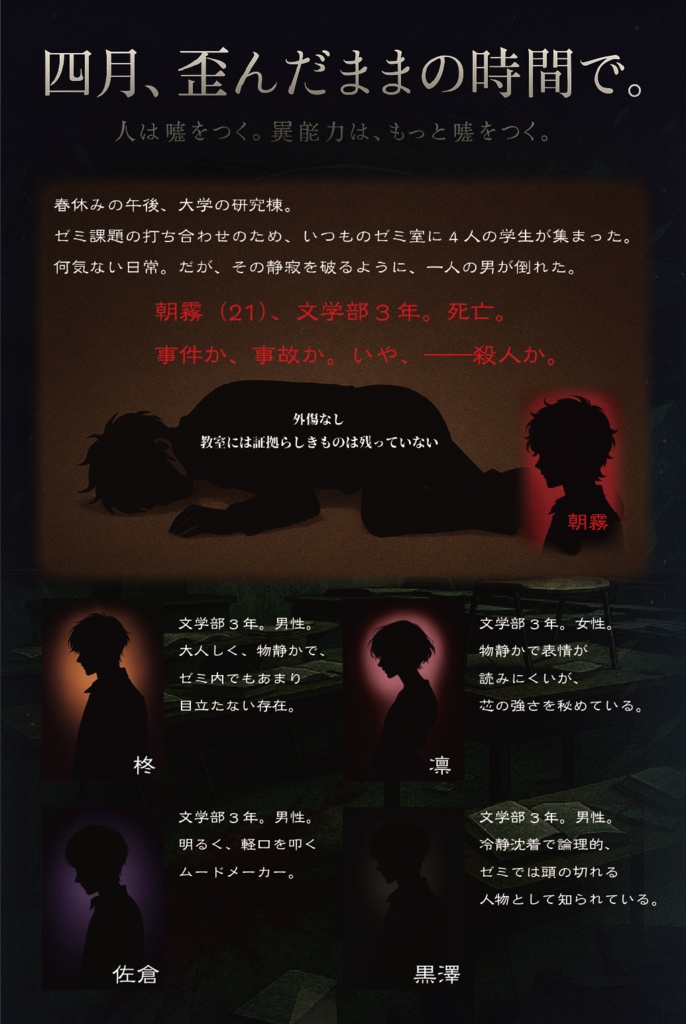 マーダーミステリー【四月、歪んだままの時間で。 「人は嘘をつく。異能力は、もっと嘘をつく。」】