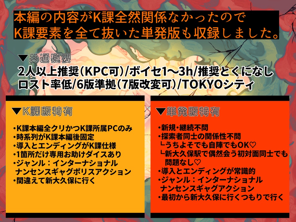 CoCシナリオ『バレンタイン♡新大久保捜査線』【単発版/K課版セット】SPLL:E197619