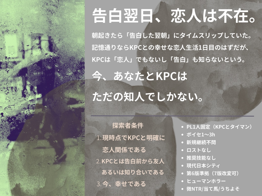 ☆セール中【タイマン】CoCシナリオ『恋人』SPLL:E190026