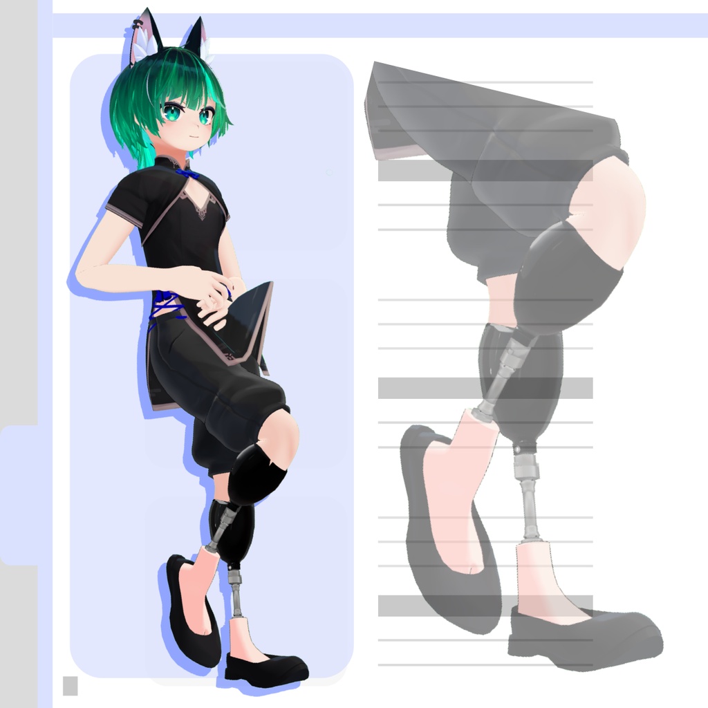 【VRChat想定】キャッチピン式下腿義足【MA・AAO必須】