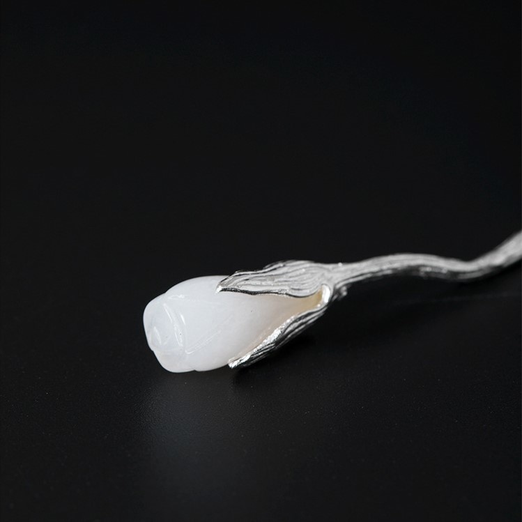 ハクモクレンのかんざし ネフライト シルバー K002