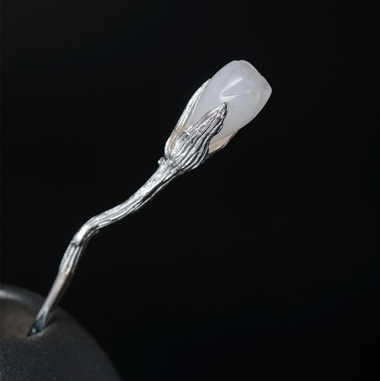 ハクモクレンのかんざし ネフライト シルバー K002