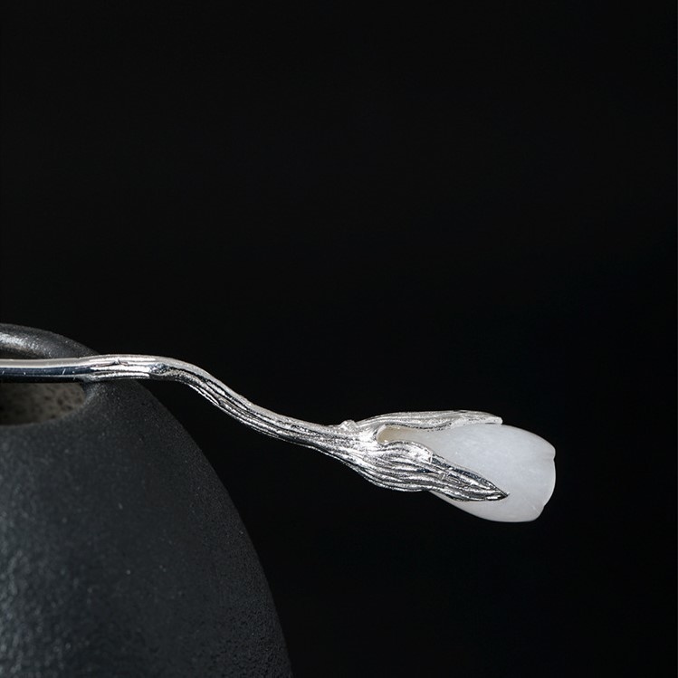 ハクモクレンのかんざし ネフライト シルバー K002