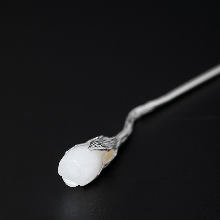 ハクモクレンのかんざし ネフライト シルバー K002