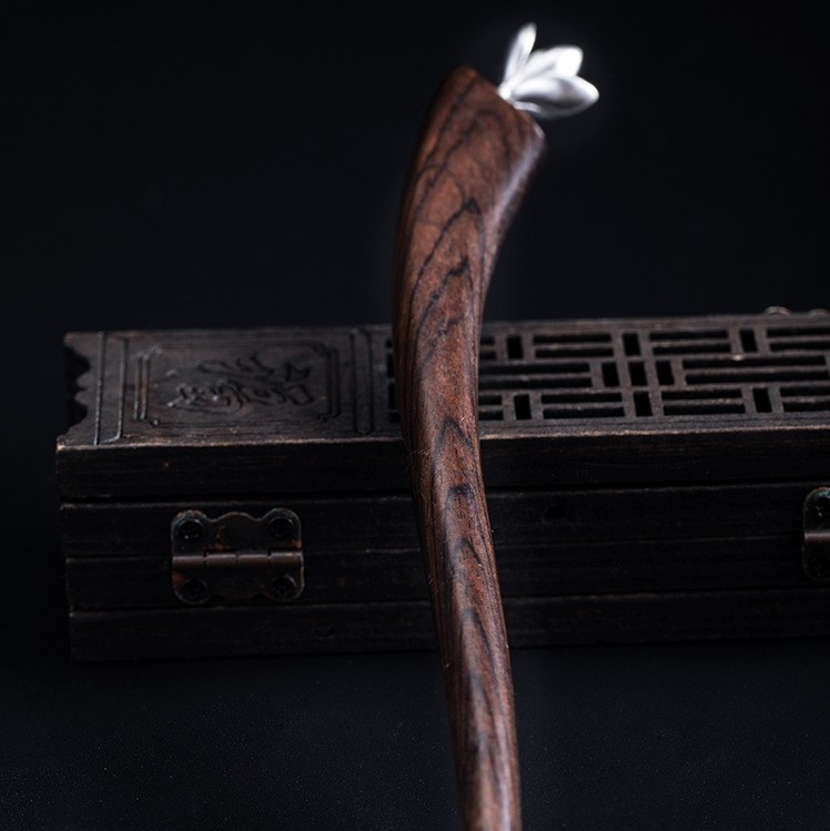 ハクモクレンのかんざし 黒檀 シルバー K003