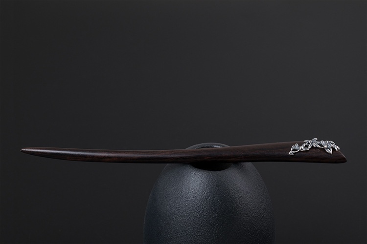 ランの花のかんざし 黒檀 シルバー K004