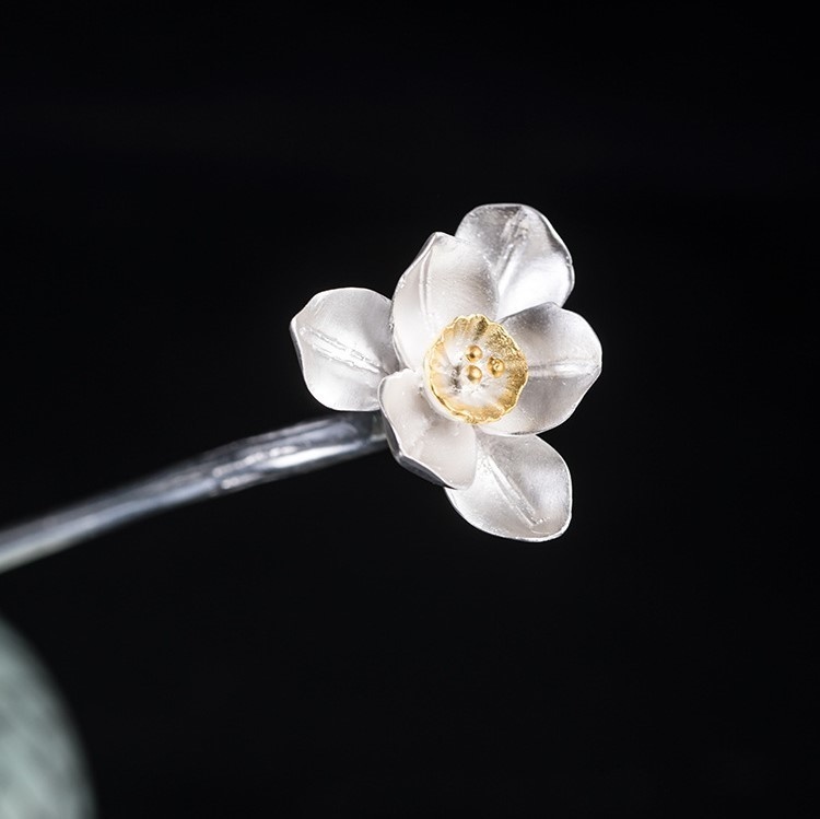 スイセンの花のかんざし 水仙 シルバー K007