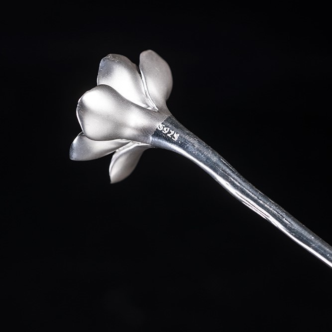 スイセンの花のかんざし 水仙 シルバー K007