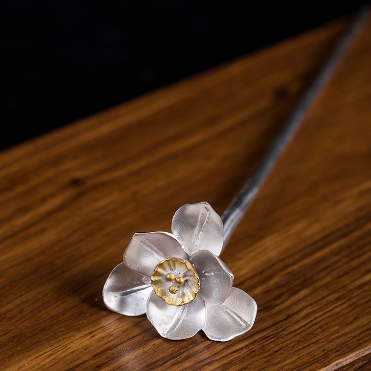 スイセンの花のかんざし 水仙 シルバー K007